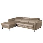 Ecksofa Leary Echtleder - Taupe - Longchair davorstehend links - Keine Funktion