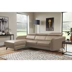 Ecksofa Leary Echtleder - Taupe - Longchair davorstehend links - Keine Funktion