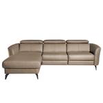 Ecksofa Leary Echtleder - Taupe - Longchair davorstehend links - Keine Funktion