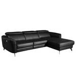 Ecksofa Leary Echtleder - Schwarz - Longchair davorstehend rechts - Relaxfunktion