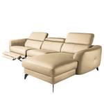 Ecksofa Leary Echtleder - Warmes Beige - Longchair davorstehend rechts - Relaxfunktion