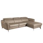 Ecksofa Leary Echtleder - Taupe - Longchair davorstehend rechts - Relaxfunktion