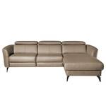 Ecksofa Leary Echtleder - Taupe - Longchair davorstehend rechts - Relaxfunktion