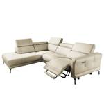 Ecksofa Lebel Echtleder - Creme - Ottomane davorstehend links - Relaxfunktion