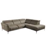 Ecksofa Lebel Echtleder - Taupe - Ottomane davorstehend rechts - Relaxfunktion