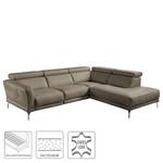 Ecksofa Lebel Echtleder - Taupe - Ottomane davorstehend rechts - Relaxfunktion