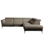 Ecksofa Lebel Echtleder - Taupe - Ottomane davorstehend rechts - Relaxfunktion