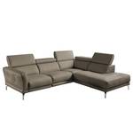 Ecksofa Lebel Echtleder - Taupe - Ottomane davorstehend rechts - Relaxfunktion