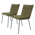 Chaises Rubik (lot de 2) Velours / Métal - Noir - Vert olive