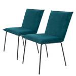 Chaises Rubik (lot de 2) Velours / Métal - Noir - Bleu pétrole