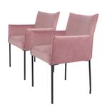 Armleunstoelen Barra (set van 2) fluweel/metaal - zwart - Roze