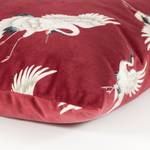 Housse de coussin grues cendrées Tissu mélangé - Rouge / Crème - Rouge