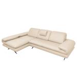 Ecksofa Whaltey I Pigmentiertes Leder - Creme - Longchair davorstehend links