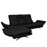 Ecksofa Whaltey I Pigmentiertes Leder - Schwarz - Longchair davorstehend links