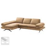 Hoekbank Whaltey III antieke leerlook - Beige - Longchair vooraanzicht links