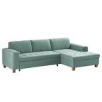 Ecksofa Roblin Webstoff - Webstoff Guro: Aqua - Longchair davorstehend rechts - Schlaffunktion