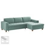 Ecksofa Roblin Webstoff - Webstoff Guro: Aqua - Longchair davorstehend rechts - Schlaffunktion