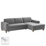 Ecksofa Roblin Webstoff - Webstoff Guro: Schlamm - Longchair davorstehend rechts - Schlaffunktion