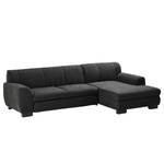 Ecksofa Lefroy mit Longchair Microfaser Meli: Schwarz - Longchair davorstehend rechts - Ohne Schlaffunktion