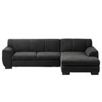 Ecksofa Lefroy mit Longchair Microfaser Meli: Schwarz - Longchair davorstehend rechts - Ohne Schlaffunktion