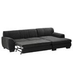 Ecksofa Lefroy mit Longchair Microfaser Meli: Schwarz - Longchair davorstehend rechts - Mit Schlaffunktion