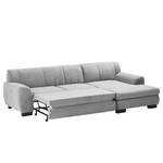 Ecksofa Lefroy mit Longchair Webstoff Meli: Silber - Longchair davorstehend rechts - Mit Schlaffunktion