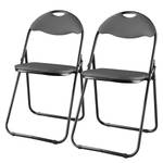 Chaises pliantes Vardo (lot de 2) Imitation cuir / Acier - Noir - Gris