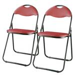 Chaises pliantes Vardo (lot de 2) Imitation cuir / Acier - Noir - Rouge