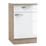 Lage kast Selas I glanzend wit/eikenhouten look - Breedte: 50 cm