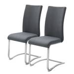 Chaises cantilever Marco II Tissage à plat / Acier inoxydable - Anthracite - Lot de 2