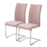 Chaises cantilever Marco II Tissage à plat / Acier inoxydable - Rose - Lot de 2