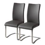 Chaises Marco Cuir véritable - Cuir Gyda: Gris - Lot de 2