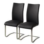 Chaises Marco Cuir véritable - Noir - Cuir Gyda: Noir - Lot de 2