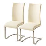 Chaises Marco Cuir véritable - Cuir Gyda: Créme - Lot de 2