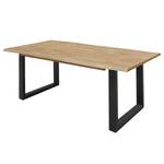 Table de jardin EDGEWOOD - 180 cm Acacia massif / Fer - Acacia marron / Noir