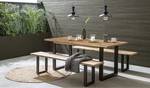 Table de jardin EDGEWOOD - 180 cm Acacia massif / Fer - Acacia marron / Noir