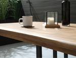 Table de jardin EDGEWOOD - 180 cm Acacia massif / Fer - Acacia marron / Noir