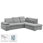 Ecksofa Berat Webstoff - Lichtgrau - Ottomane davorstehend rechts