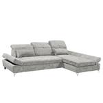 Ecksofa Easton Microfaser - Microfaser Ranu: Silber - Longchair davorstehend rechts