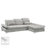 Ecksofa Easton Microfaser - Microfaser Ranu: Silber - Longchair davorstehend rechts