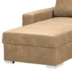 Ecksofa Trevelin Antiklederlook - Beige - Longchair davorstehend links