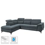 Ecksofa Tanti Webstoff - Blaugrau - Ottomane davorstehend links