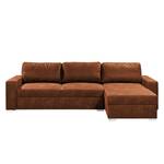 Ecksofa Trevelin Antiklederlook - Vintage Cognac - Longchair davorstehend rechts