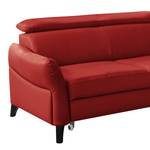 Canapé d’angle Junin Cuir véritable / Imitation cuir - Rouge - Méridienne longue à droite (vue de face) - Fonction couchage - Coffre de lit