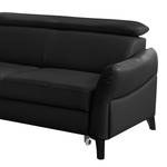 Canapé d’angle Junin Cuir véritable / Imitation cuir - Noir - Méridienne longue à gauche (vue de face) - Fonction couchage - Coffre de lit