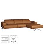 Ecksofa Iglesia Echtleder - Echtleder Nadra: Cognac - Longchair davorstehend rechts - Silber - Buche