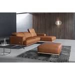 Ecksofa Iglesia Echtleder - Echtleder Nadra: Cognac - Longchair davorstehend rechts - Silber - Buche