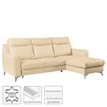 Ecksofa Navarro Echtleder / Kunstleder - Warmes Beige - Longchair davorstehend rechts - Schlaffunktion