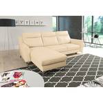 Ecksofa Navarro Echtleder / Kunstleder - Warmes Beige - Longchair davorstehend links - Schlaffunktion