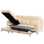 Ecksofa Navarro Echtleder / Kunstleder - Warmes Beige - Longchair davorstehend links - Schlaffunktion